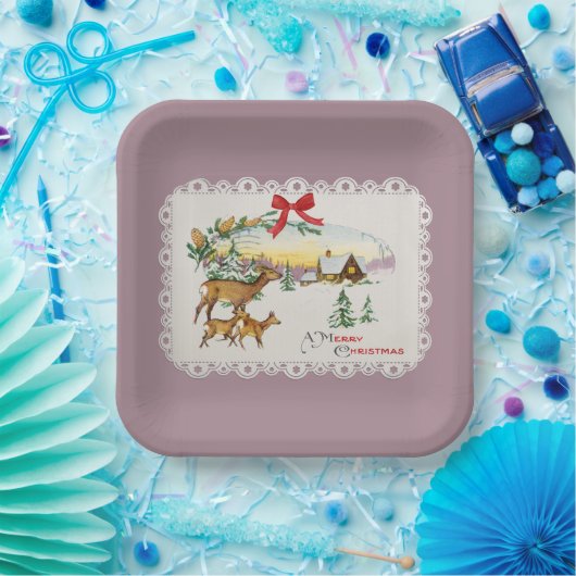 Weihnachtskabine & Deer Pappteller (Party)