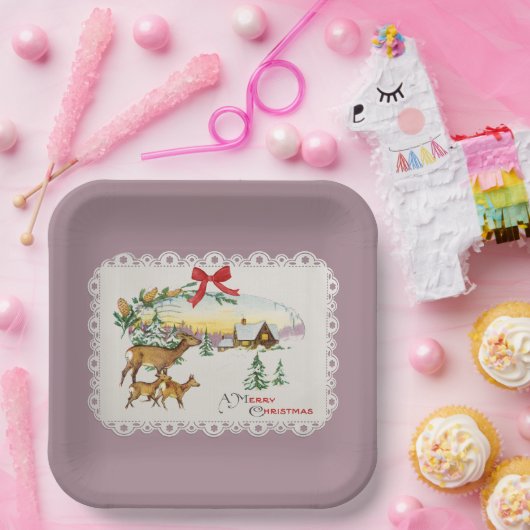 Weihnachtskabine & Deer Pappteller (Party)