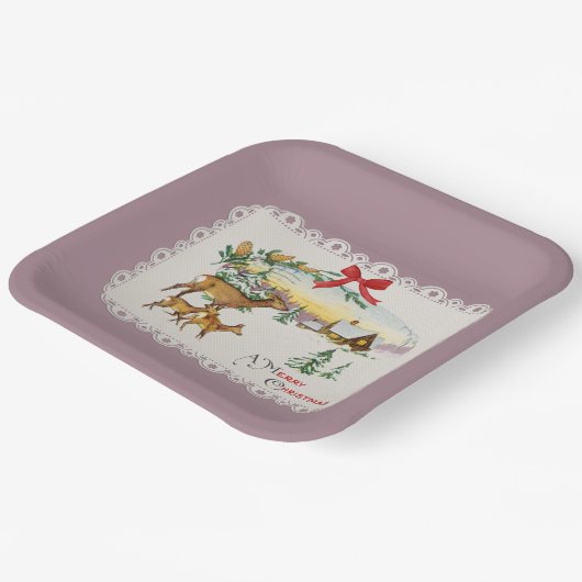 Weihnachtskabine & Deer Pappteller (Gewinkelt)