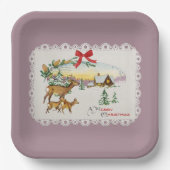 Weihnachtskabine & Deer Pappteller (Vorderseite)