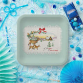 Weihnachtskabine & Deer Pappteller (Party)