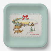 Weihnachtskabine & Deer Pappteller (Vorderseite)