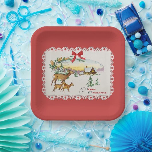 Weihnachtskabine & Deer Pappteller (Party)