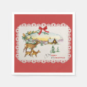 Weihnachtskabine & Deer Serviette (Vorderseite)