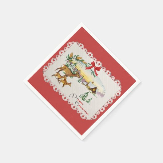 Weihnachtskabine & Deer Serviette (Ecke)