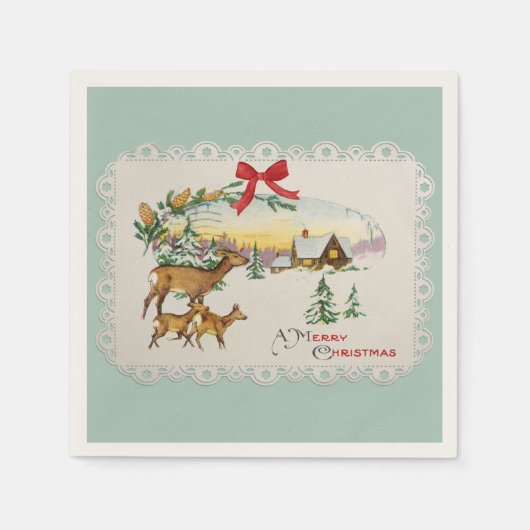 Weihnachtskabine & Deer Serviette (Vorderseite)