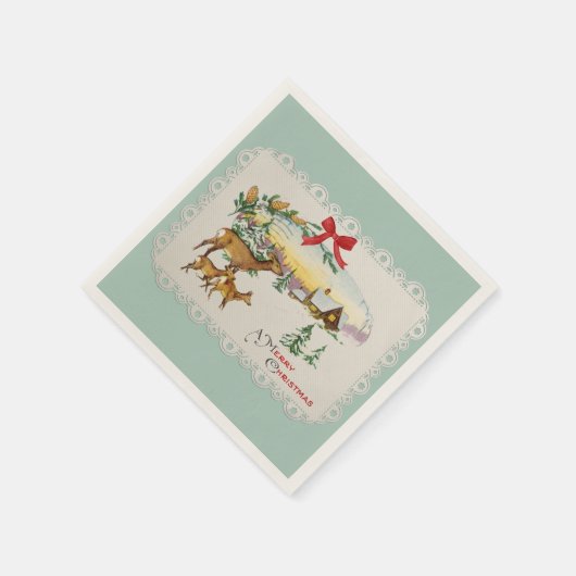 Weihnachtskabine & Deer Serviette (Ecke)