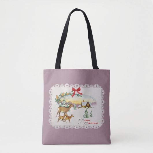 Weihnachtskabine & Deer Tasche (Vorderseite)