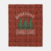 Weihnachtskabine Familienname Rot Kariert Fleecedecke (Vorderseite)