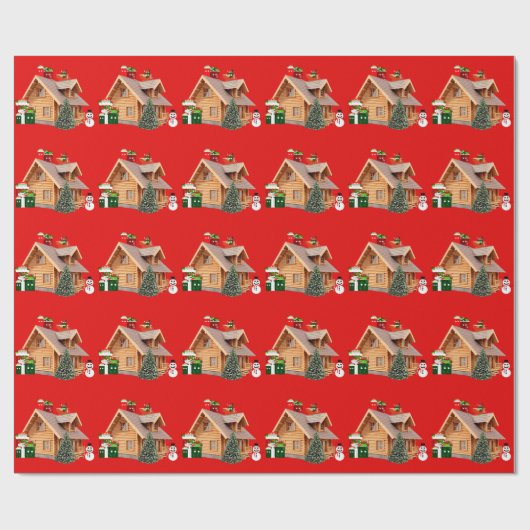Weihnachtskabine Red Wrapping Paper Geschenkpapier (Flach)