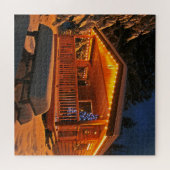 Weihnachtskabine Schnee Nacht Puzzle (Horizontal)