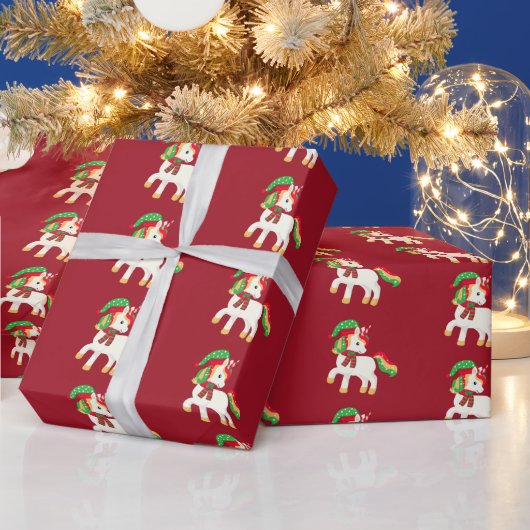 Weihnachtskacheln Einhorn Wrapping Paper Geschenkpapier (Feiertage)