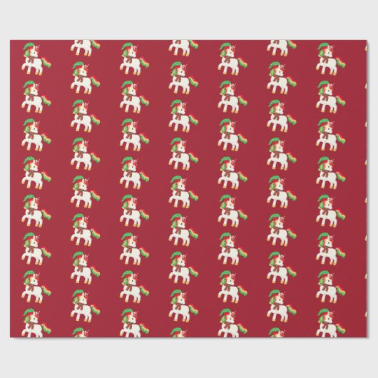 Weihnachtskacheln Einhorn Wrapping Paper Geschenkpapier (Flach)