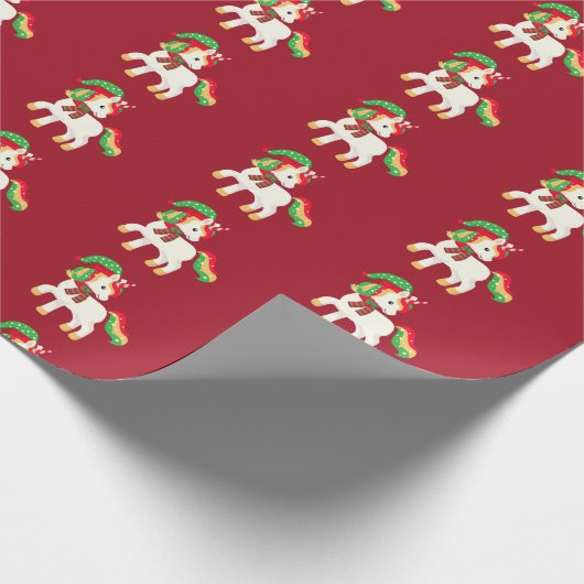 Weihnachtskacheln Einhorn Wrapping Paper Geschenkpapier (Ecke)