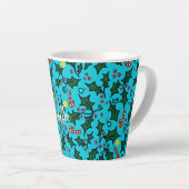 Weihnachtskaffee Aqua Blau Muster mit Namen Milchtasse (Rechte Ecke)