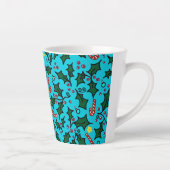 Weihnachtskaffee Aqua Blau Muster mit Namen Milchtasse (Rechts)