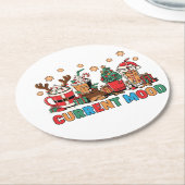 Weihnachtskaffee Cups mit spielerischen Designs Runder Pappuntersetzer (Angewinkelt)