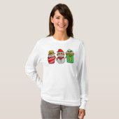 Weihnachtskaffee Cups Snowman Long Sleeve T-Shirt (Vorne ganz)