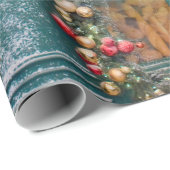 Weihnachtskaffee-Fassade mit Weihnachts-Deko Geschenkpapier (Rolleneckpunkt)