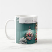 Weihnachtskaffee-Fassade mit Weihnachts-Deko Kaffeetasse (Links)