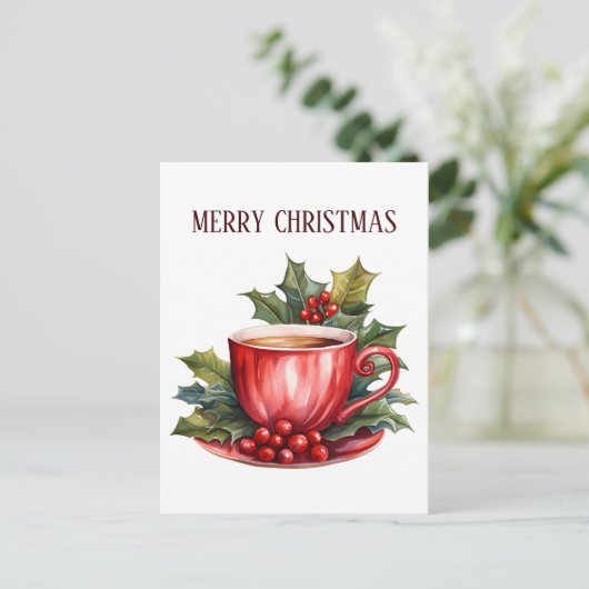 Weihnachtskaffee hinzufügen postkarte (Stehend Vorderseite)