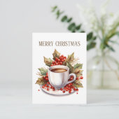 Weihnachtskaffee hinzufügen Text Postkarte (Stehend Vorderseite)