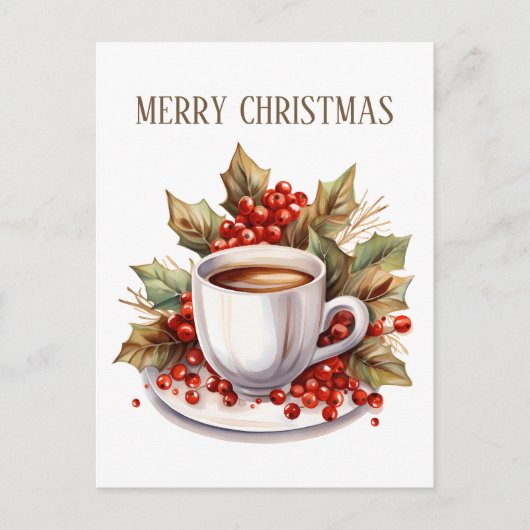 Weihnachtskaffee hinzufügen Text Postkarte (Vorderseite)