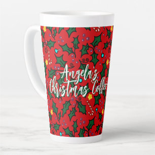Weihnachtskaffee-Holly-Muster mit Namen Milchtasse