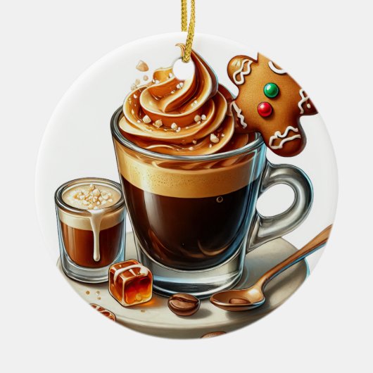 Weihnachtskaffee Keramik Ornament (Vorne)