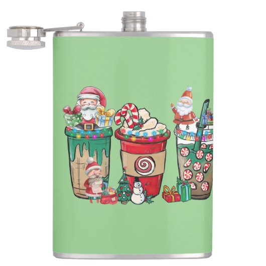Weihnachtskaffee Latte Cosy Winter Weihnachtsmante Flachmann (Geöffnet)