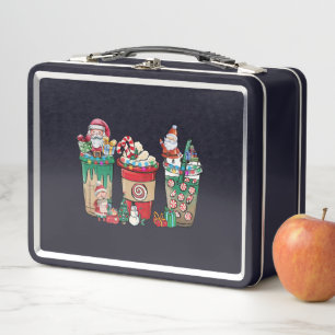 Weihnachtskaffee Latte Cosy Winter Weihnachtsmante Metall Brotdose