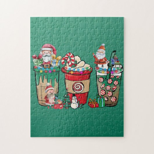 Weihnachtskaffee Latte Cosy Winter Weihnachtsmante Puzzle (Vertikal)