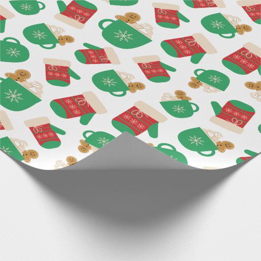 Weihnachtskaffee Latte & Lebkuchen Festlicher Hand Geschenkpapier (Ecke)