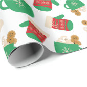 Weihnachtskaffee Latte & Lebkuchen Festlicher Hand Geschenkpapier (Rolleneckpunkt)