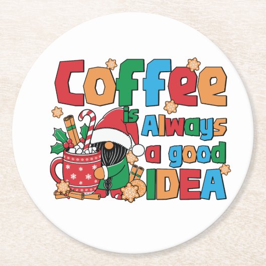 Weihnachtskaffee mit festlichen Redewendungen Runder Pappuntersetzer (Vorderseite)