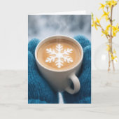 Weihnachtskaffee mit Handschuhen und Schneeflocke Karte (Gelbe Blume)