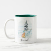 Weihnachtskaffee Mugs Wasserfarbenfox Zweifarbige Tasse (Links)
