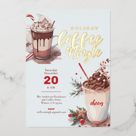 Weihnachtskaffee Party Folieneinladung (Vorderseite)