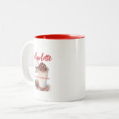 Weihnachtskaffee Party Zweifarbige Tasse (Vorderseite Links)