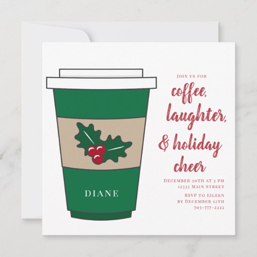 Weihnachtskaffee Personalisiert Holiday Party Holl Einladung (Vorderseite)