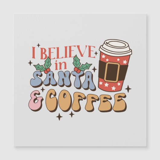 Weihnachtskaffee | Santa und Kaffee Magnetkarte (Vorderseite)