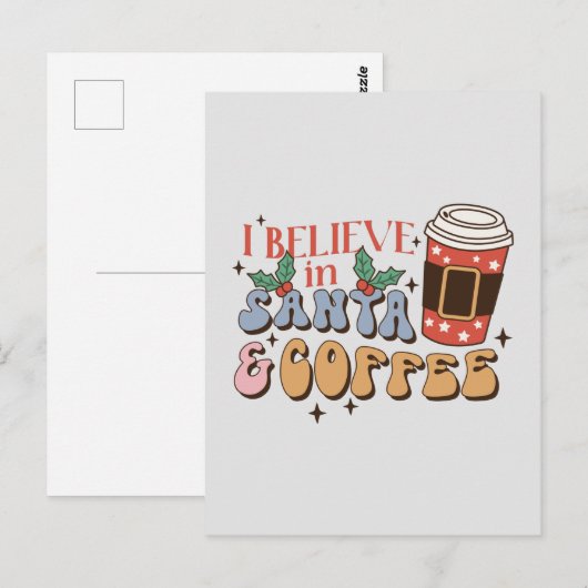 Weihnachtskaffee | Santa und Kaffee Postkarte (Vorne/Hinten)