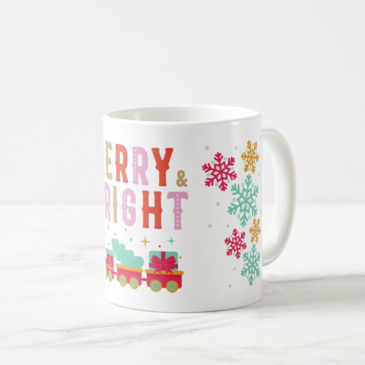 Weihnachtskaffee Tasse "Merry & Bright" (VorderseiteRechts)
