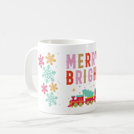 Weihnachtskaffee Tasse "Merry & Bright" (Vorderseite Links)