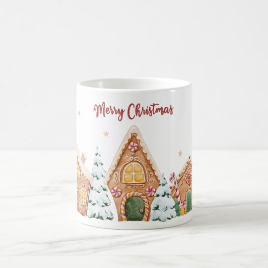 Weihnachtskaffee Tasse mit Lebkuchenhaus (Mittel)