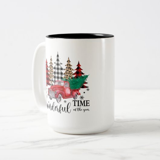 Weihnachtskaffee-Tasse | Zweifarbige Tasse (Vorderseite Links)