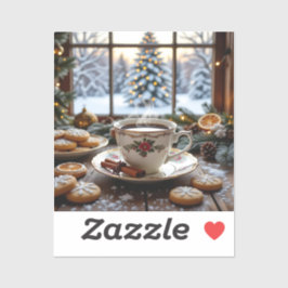 Weihnachtskaffee und Cookies Winterfensterwelt Aufkleber