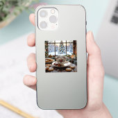 Weihnachtskaffee und Cookies Winterfensterwelt Aufkleber (Telefon)