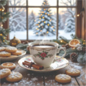 Weihnachtskaffee und Cookies Winterfensterwelt Aufkleber (Vorderseite)