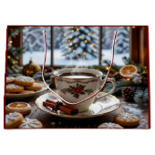 Weihnachtskaffee und Cookies Winterfensterwelt Große Geschenktüte (Vorderseite)